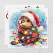 クリスマスビーバーグリーティングカード シーズンカード (正面/裏面)