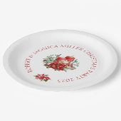 クリスマスビーフラワーと赤いロウソクの花束 ペーパープレート (アングル)