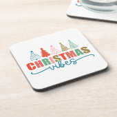 クリスマスビーブスカラフルホリデーツリーズデザイン コースター (左側)