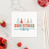 クリスマスビーブスカラフルホリデーツリーズデザイン スタンダードカクテルナプキン (インサイチュ)