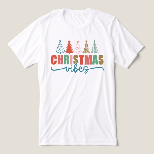 クリスマスビーブスカラフルホリデーツリーズデザイン トライブレンドＴシャツ (デザイン正面)