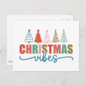 クリスマスビーブスカラフルホリデーツリーズデザイン ポストカード (正面/裏面)