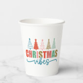 クリスマスビーブスカラフルホリデーツリーズデザイン 紙コップ (裏面)