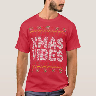 クリスマスビーブス醜いクリスマスセーターの模様 Tシャツ