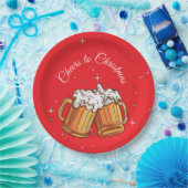 クリスマスビールで乾杯イラスト ペーパープレート (パーティー)