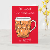 クリスマスビールグラスのクリスマスカードが欲しい カード (黄色い花)