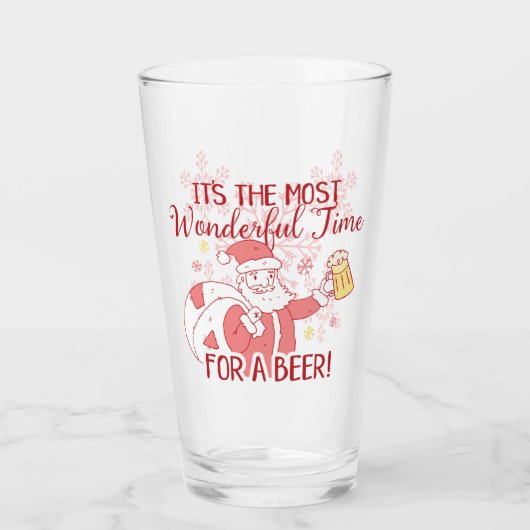 クリスマスビールサンタのためのほとんどのすばらしい時間 タンブラーグラス (正面)