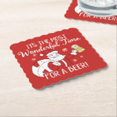 クリスマスビールサンタのためのほとんどのすばらしい時間 ペーパーコースター (アングル)