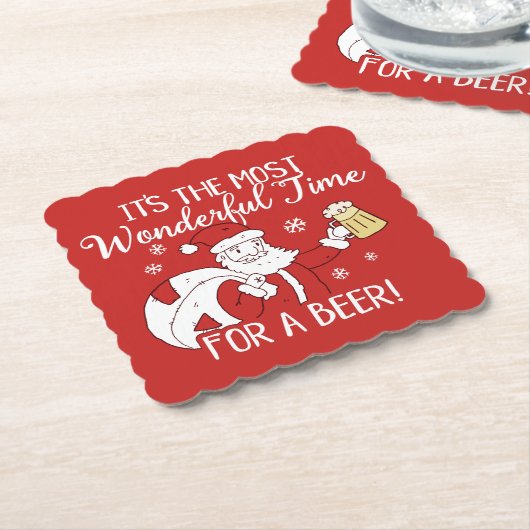 クリスマスビールサンタのためのほとんどのすばらしい時間 ペーパーコースター (アングル)