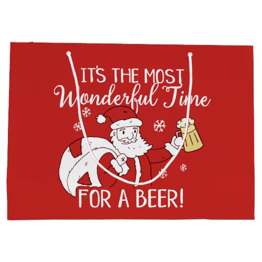 クリスマスビールサンタのためのほとんどのすばらしい時間 ラージペーパーバッグ (裏面)