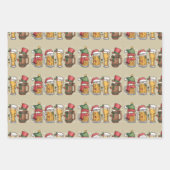 クリスマスビール飲む恋人のギフトパーティー精神 ラッピングペーパーシート (正面)