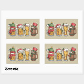 クリスマスビール飲む恋人のギフトパーティー精神 長方形シール (シート)