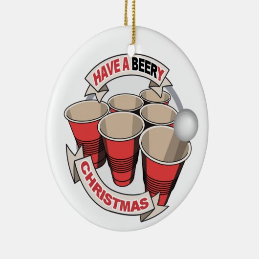 クリスマスビールPong Beery wの詩を持って下さい セラミックオーナメント (右)
