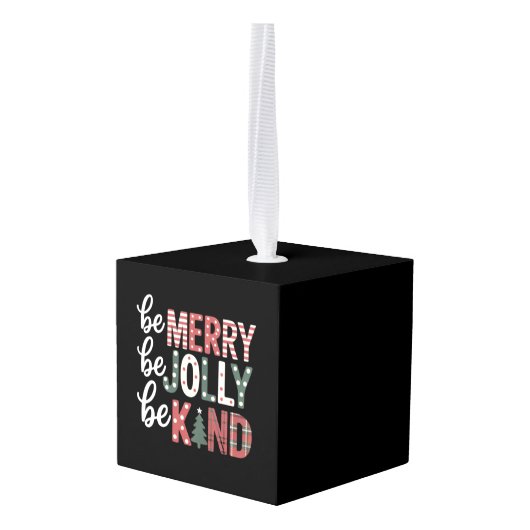 クリスマスビー親切な先生メリークリスマスツリーすてき キューブオーナメント (裏面アングル)