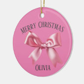 クリスマスピかわいらしンク名前をカスタムするコケットボウ セラミックオーナメント (左)