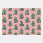 クリスマスピガーリーンクとホワイトパターン ラッピングペーパーシート (正面)