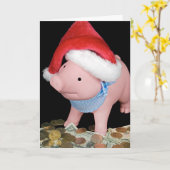 クリスマスピギーバンク カード (黄色い花)