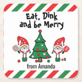 クリスマスピクルボール  スクエアペーパーコースター (正面)