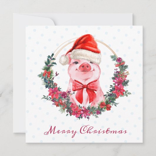 クリスマスピグキュートピグレットボウリース水玉模様 シーズンカード (正面)