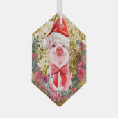 クリスマスピグキュートピグレットリース初めてのクリスマスC ガラスオーナメント (正面右)