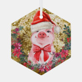 クリスマスピグキュートピグレットリース初めてのクリスマスC ガラスオーナメント (裏面)