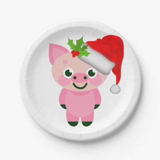 クリスマスピグサンタクロース ペーパープレート (正面)