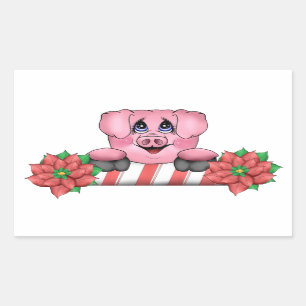 クリスマスピグステッカー 長方形シール