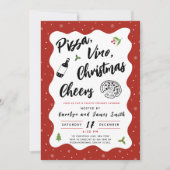 クリスマスピザとワインのパーティー 招待状 (正面)
