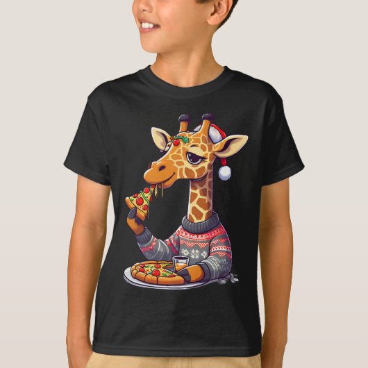 クリスマスピザのキリン Tシャツ (正面)