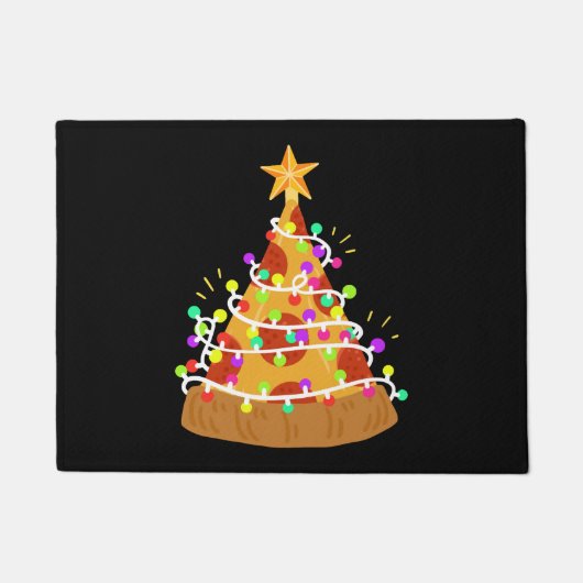 クリスマスピザのクリスマスライト ドアマット (正面)