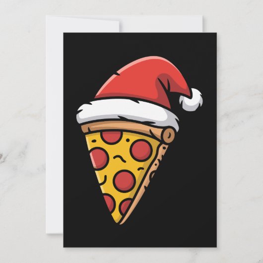 クリスマスピザスライスサンタ帽ペッパロニホリデー 招待状 (正面)
