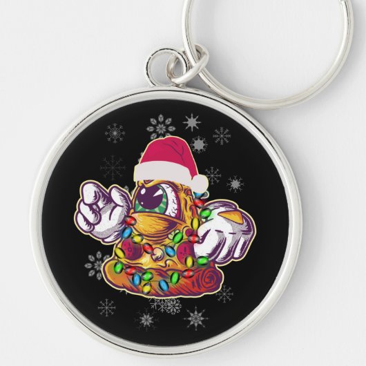 クリスマスピザツリー – おもしろいクリスマス食品 キーホルダー (正面)