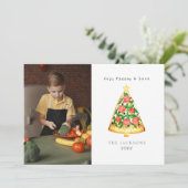 クリスマスピザラブホリデーカード 家族写真 シーズンカード (スタンド正面)