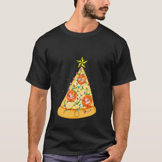 クリスマスピザワイシャツのおもしろいなクリスマスのTシャツ Tシャツ (正面)