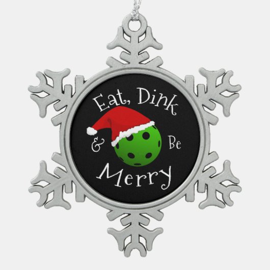 クリスマスピックボールことわざ スノーフレークピューターオーナメント (正面)