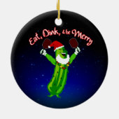 クリスマスピックボールサンタハットピックル セラミックオーナメント (裏面)