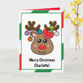 クリスマスピックボールトナカイ折り カード (黄色い花)