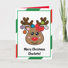 クリスマスピックボールトナカイ折り カード