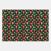 クリスマスピックボールレッドグリーンパドルボールホホ ラッピングペーパーシート (正面3)