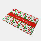 クリスマスピックボールレッドグリーンパドルボールX-Mas ドアマット (アングル)