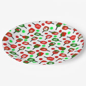 クリスマスピックボールレッドグリーンパドルボールX-Mas ペーパープレート (アングル)