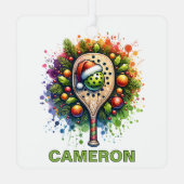 クリスマスピックボール名前をカスタムする メタルオーナメント (裏面)