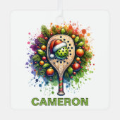 クリスマスピックボール名前をカスタムする メタルオーナメント (正面)