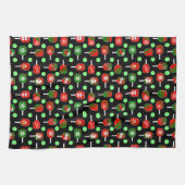 クリスマスピックボール赤い緑のパドルボール黒 キッチンタオル (横)