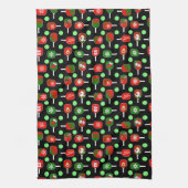 クリスマスピックボール赤い緑のパドルボール黒 キッチンタオル (縦)