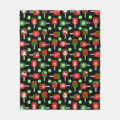 クリスマスピックボール赤い緑のパドルボール黒 フリースブランケット (正面)