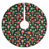 クリスマスピックボール赤い緑のパドルボール黒 ブラッシュドポリエステルツリースカート (正面)