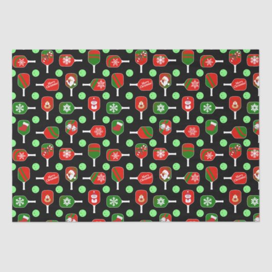 クリスマスピックボール赤い緑のパドルボール黒 薄葉紙 (正面)