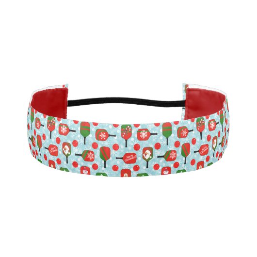 クリスマスピックボール赤い緑の雪片ブルーサット アスレチックヘッドバンド (正面)