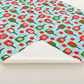 クリスマスピックボール赤い緑の雪片ブルー シェルパブランケット (3/4)